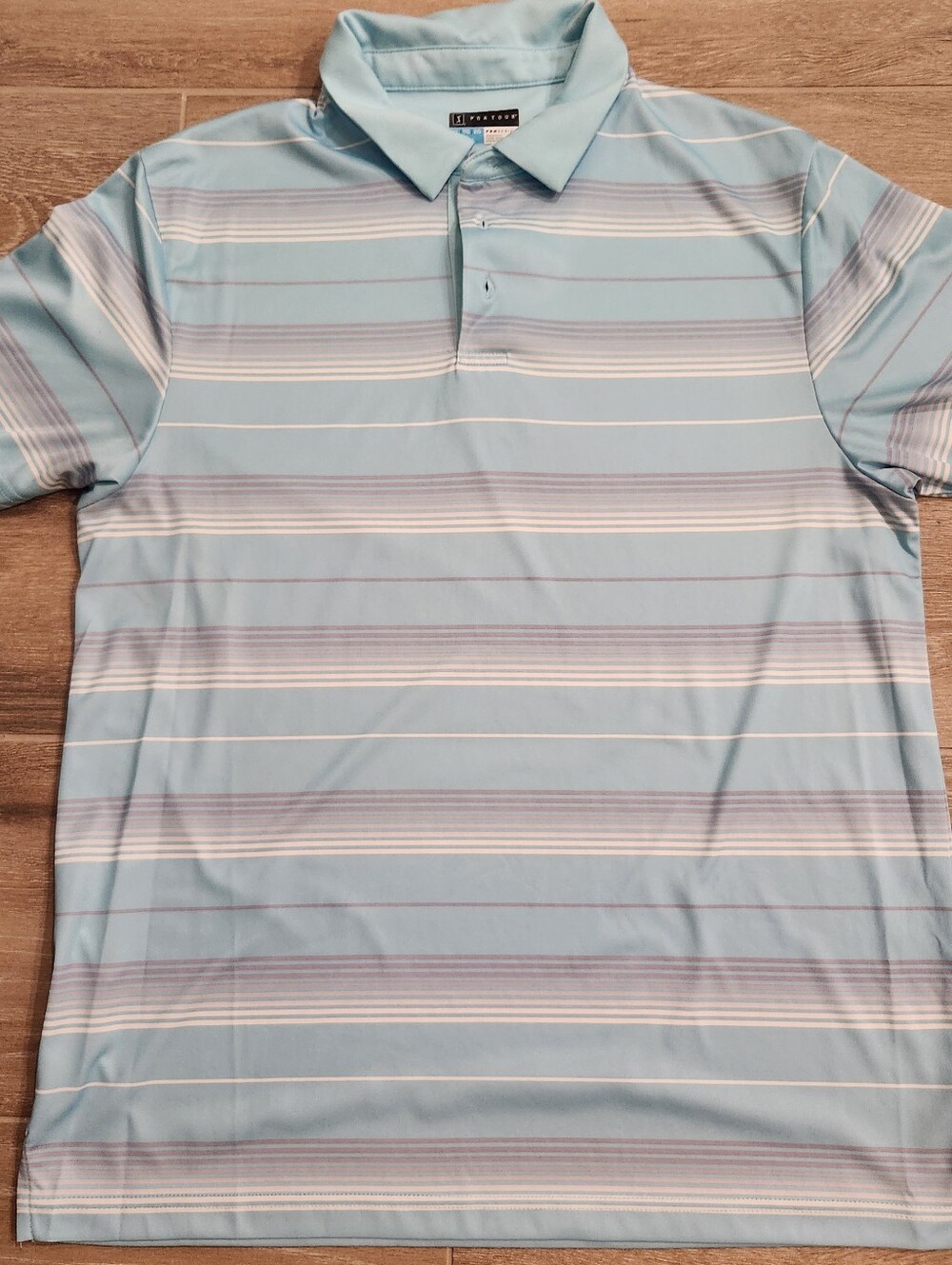 PGA Men’s Light Blue Striped Polo Shirt